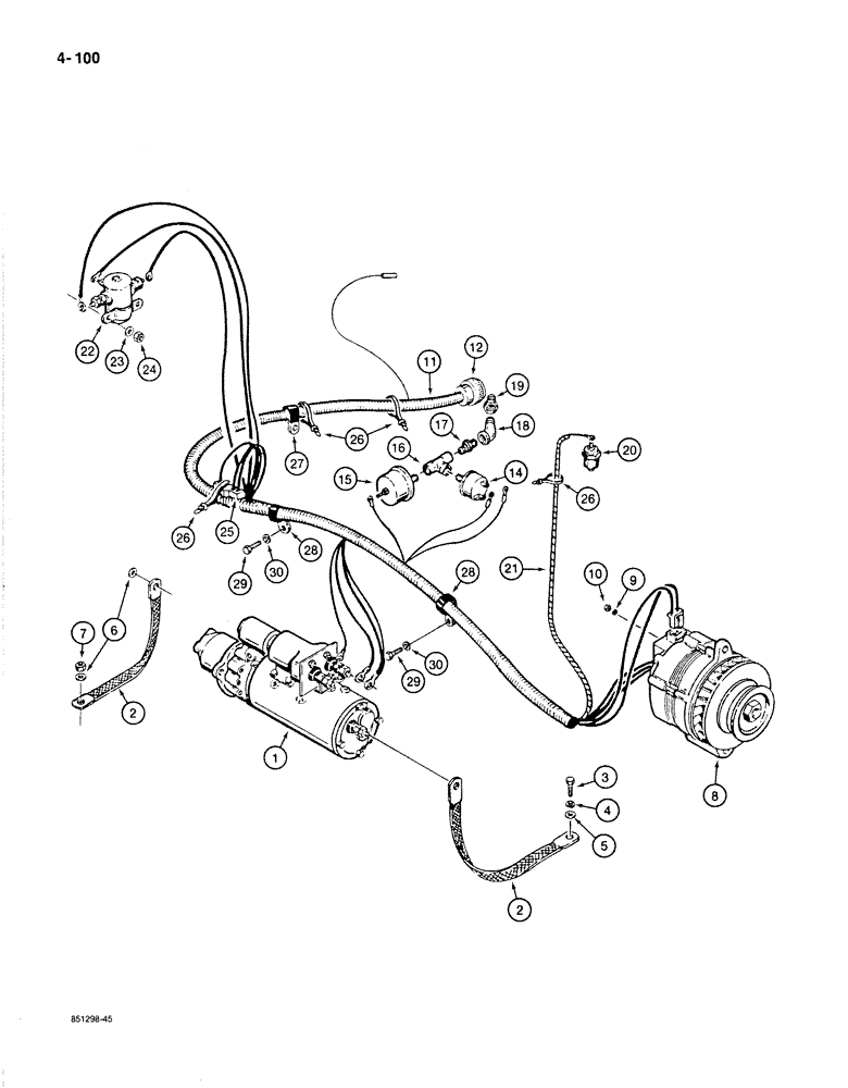 Схема запчастей Case 1187B - (4-100) - DETROIT DIESEL ENGINE ELECTRICAL SYSTEM (04) - ELECTRICAL SYSTEMS