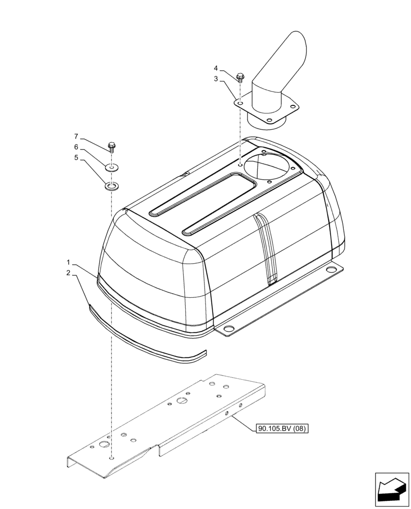 Схема запчастей Case CX130D LC - (90.100.AU[02]) - ENGINE HOOD (90) - PLATFORM, CAB, BODYWORK AND DECALS