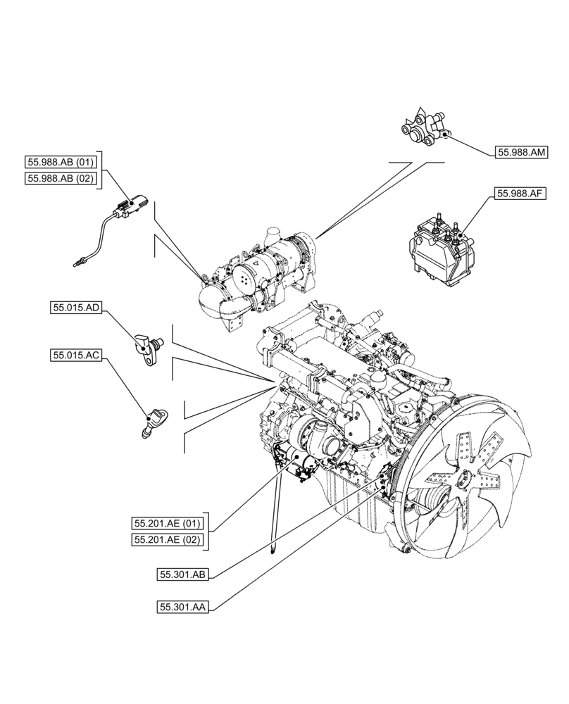 Схема запчастей Case AQ-6HK1XASS01-02 - (00.000.55[02]) - PICTORIAL INDEX - ELECTRICAL SYSTEMS (00) - GENERAL & PICTORIAL INDEX