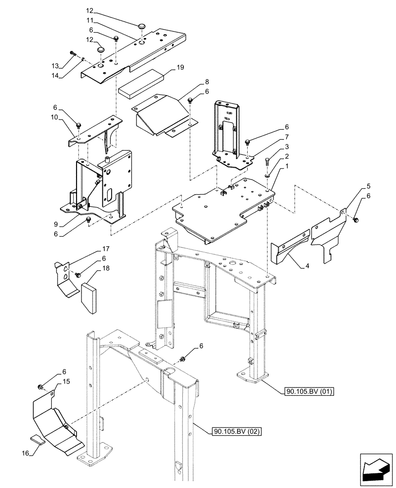 Схема запчастей Case CX130D LC - (90.105.BV[08]) - HOUSING & COVERS (90) - PLATFORM, CAB, BODYWORK AND DECALS
