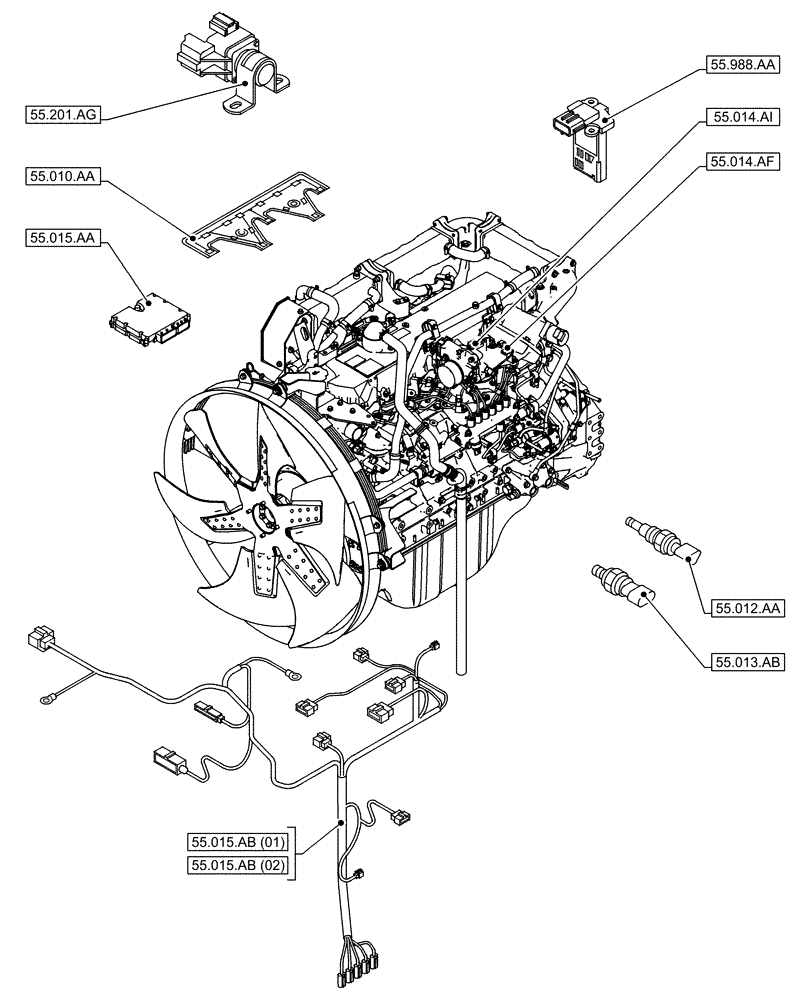 Схема запчастей Case AQ-6HK1XASS01-02 - (00.000.55[01]) - PICTORIAL INDEX - ELECTRICAL SYSTEMS (00) - GENERAL & PICTORIAL INDEX