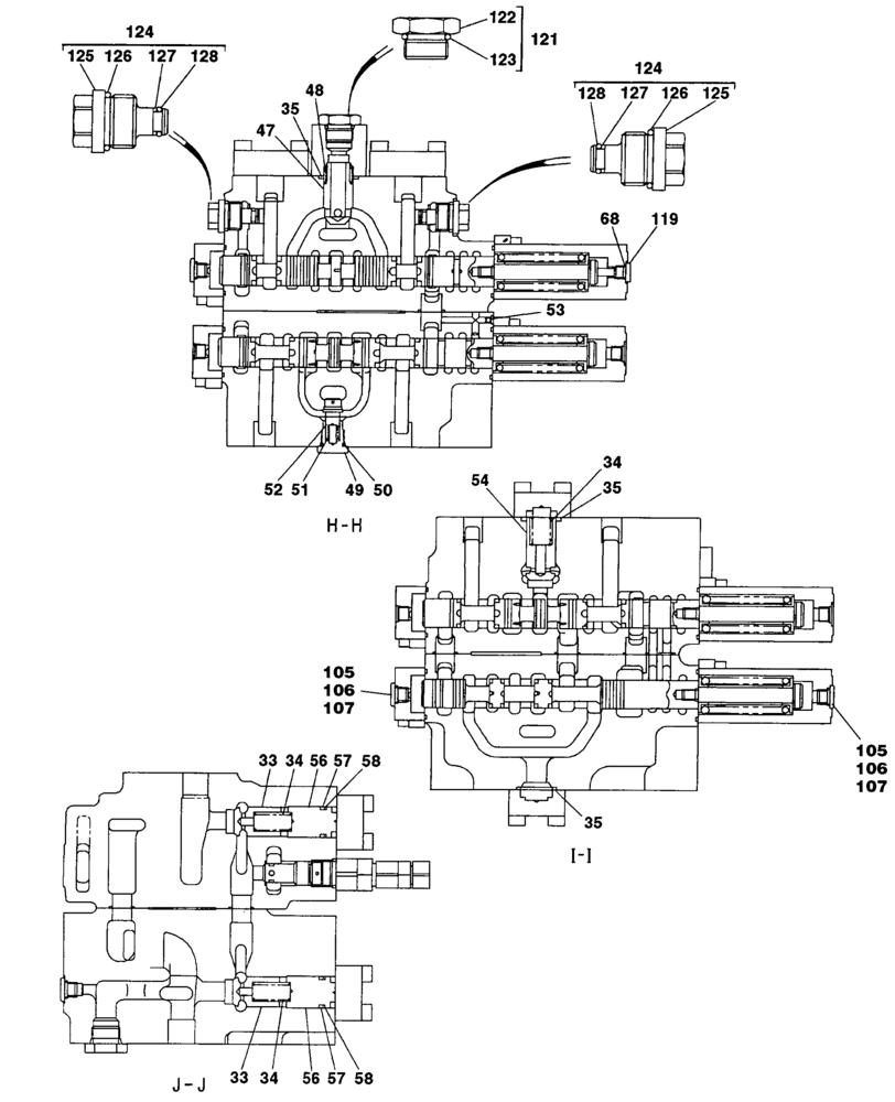 Схема запчастей Case CX240LR - (08-105) - CONTROL VALVE, COMPONENTS (08) - HYDRAULICS