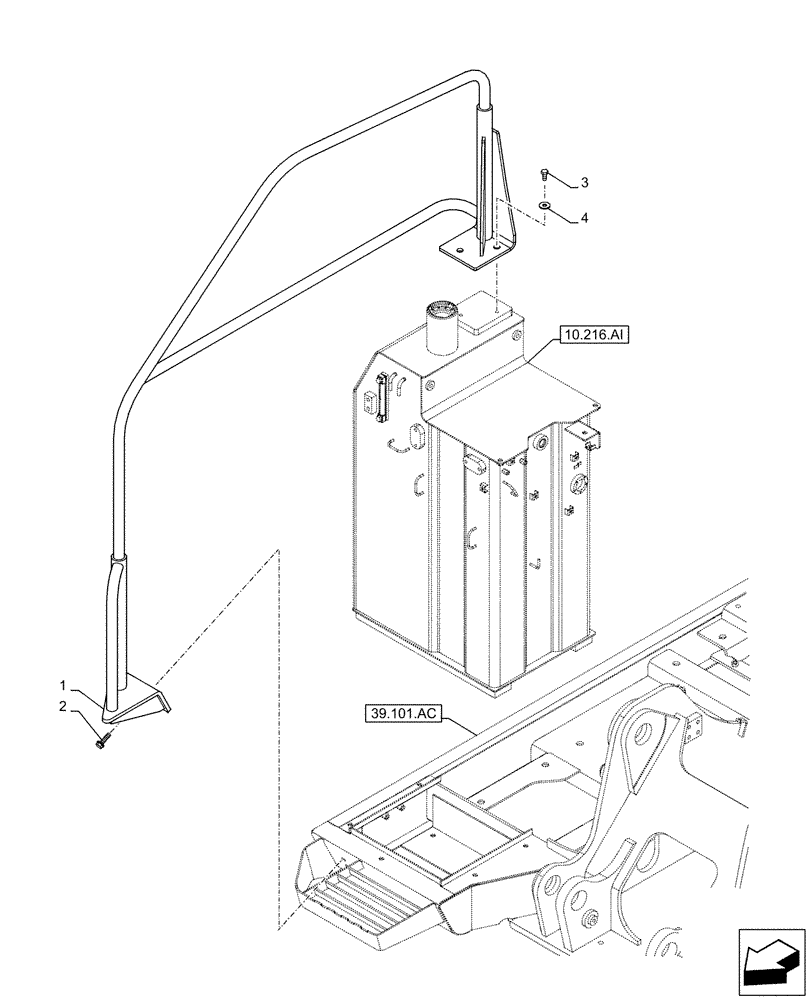 Схема запчастей Case CX130D LC - (90.118.AX[02]) - HANDRAIL (90) - PLATFORM, CAB, BODYWORK AND DECALS