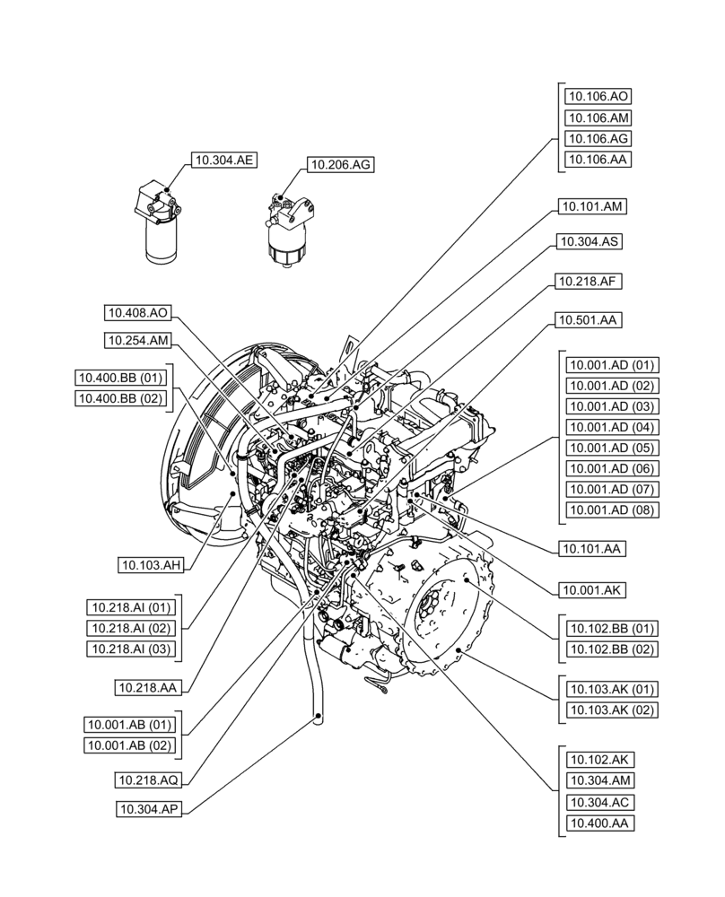 Схема запчастей Case AQ-4HK1XASS01 - (00.000.10[02]) - PICTORIAL INDEX - ENGINE (00) - GENERAL & PICTORIAL INDEX