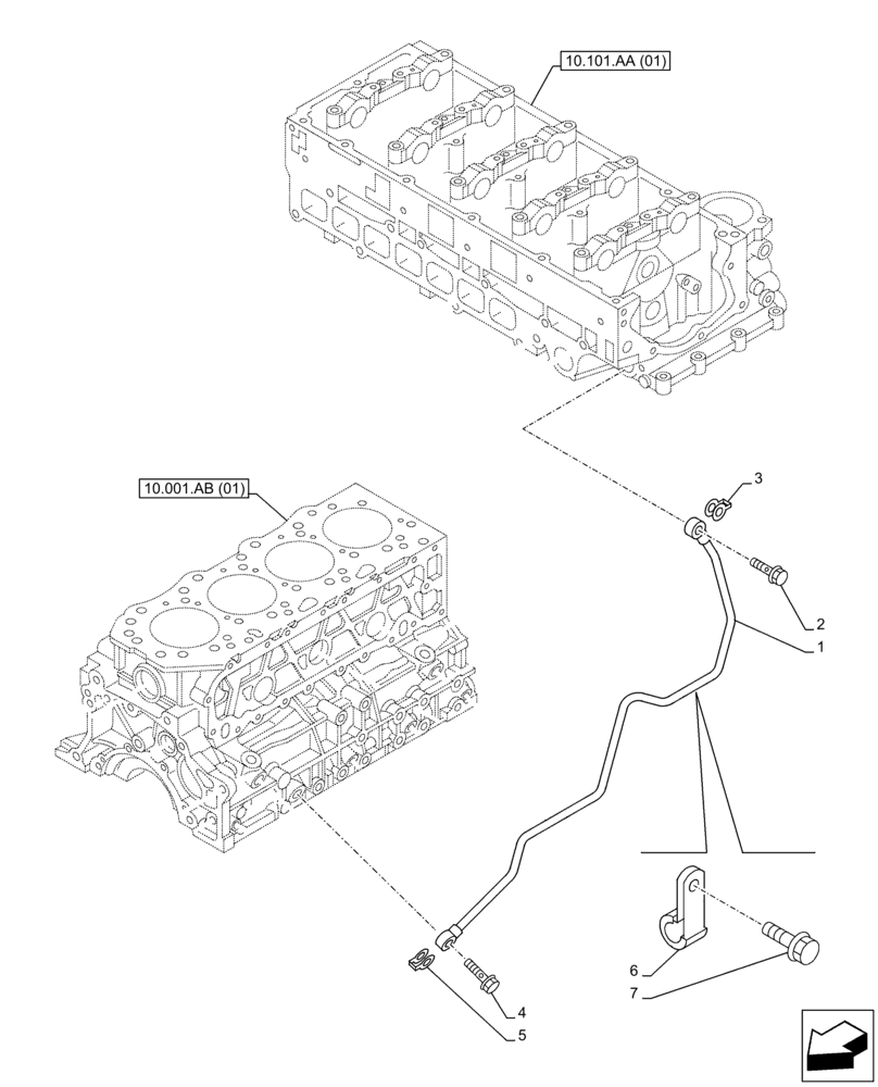 Схема запчастей Case AR-4JJ1XASS01-02 - (10.304.AL[02]) - ENGINE OIL PUMP, SUCTION PIPE (10) - ENGINE