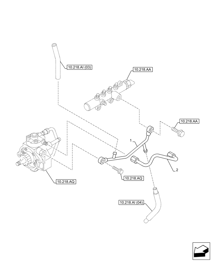 Схема запчастей Case AR-4JJ1XASS01-02 - (10.218.AI[01]) - FUEL INJECTOR, LINE (10) - ENGINE