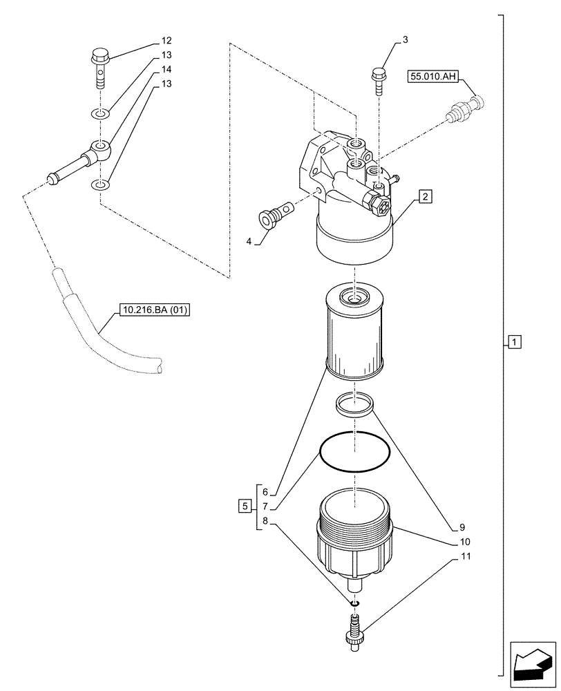 Схема запчастей Case AR-4JJ1XASS01-02 - (10.206.AG) - FUEL FILTER (10) - ENGINE