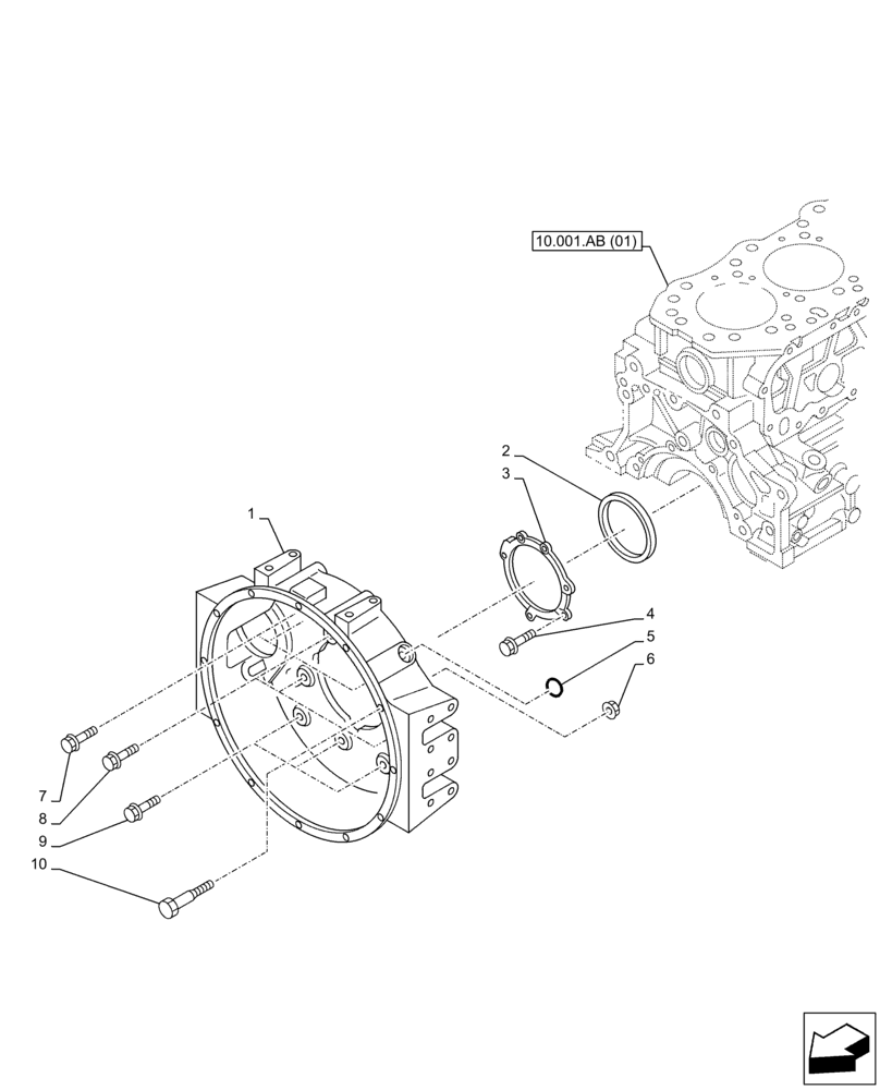 Схема запчастей Case AR-4JJ1XASS01-02 - (10.103.AK) - FLYWHEEL, HOUSING (10) - ENGINE