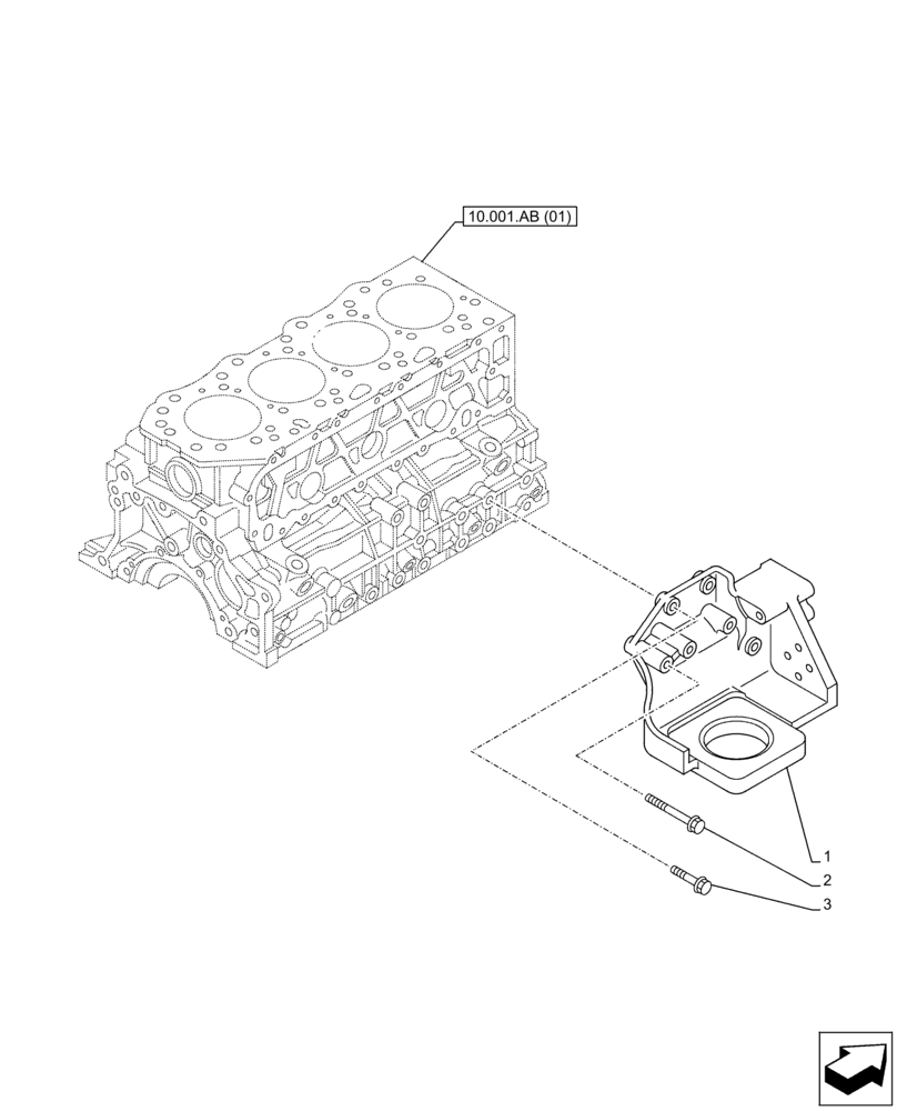 Схема запчастей Case AR-4JJ1XASS01-02 - (10.001.AK[02]) - ENGINE, SUPPORT (10) - ENGINE