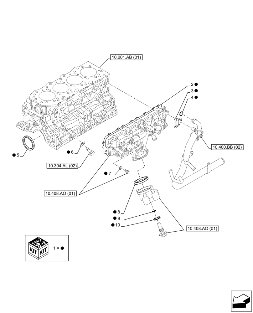 Схема запчастей Case AR-4JJ1XASS01-02 - (10.001.AD[07]) - ENGINE, GASKET, SET (10) - ENGINE