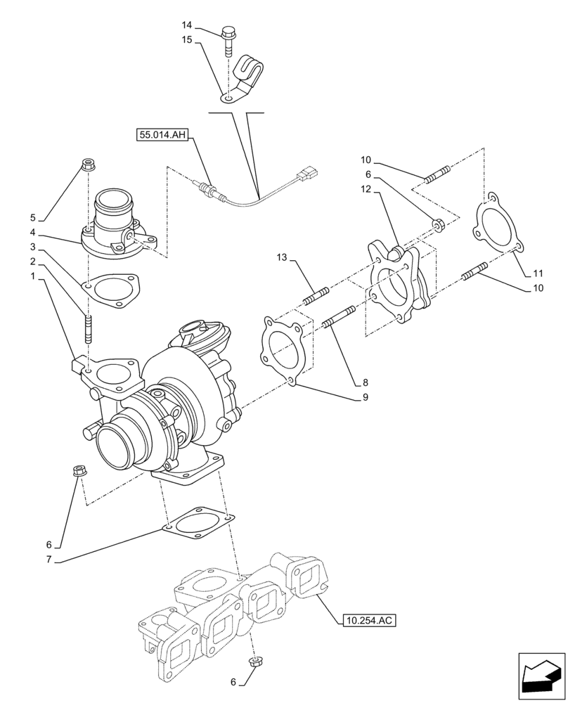Схема запчастей Case AR-4JJ1XASS01-02 - (10.250.AC) - TURBOCHARGER (10) - ENGINE