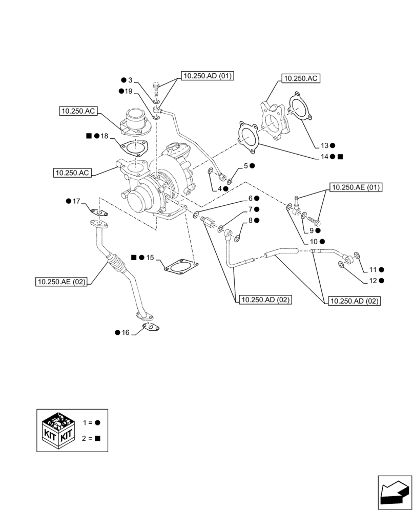Схема запчастей Case AR-4JJ1XASS01-02 - (10.001.AD[02]) - ENGINE, GASKET, SET (10) - ENGINE