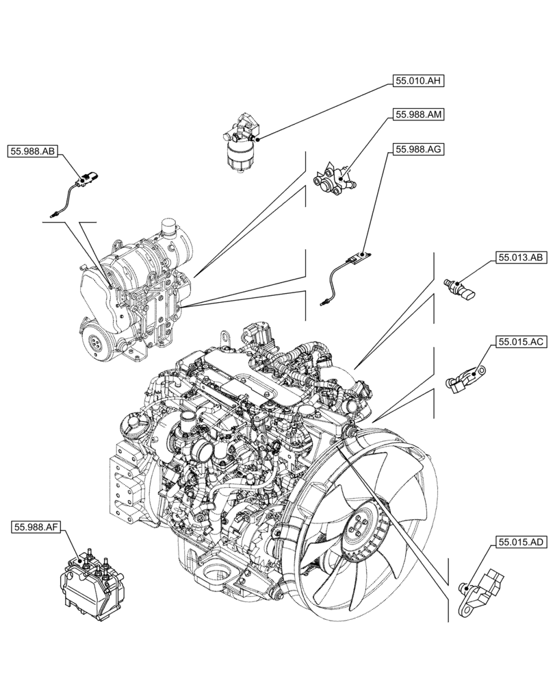 Схема запчастей Case AR-4JJ1XASS01-02 - (55.000.00[02]) - SECTION INDEX - ELECTRICAL SYSTEMS (55) - ELECTRICAL SYSTEMS