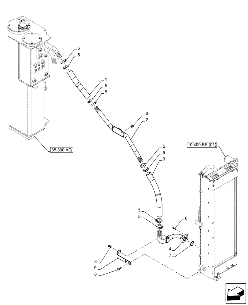 Схема запчастей Case CX130D - (35.300.BC[01]) - OIL COOLER LINE (35) - HYDRAULIC SYSTEMS