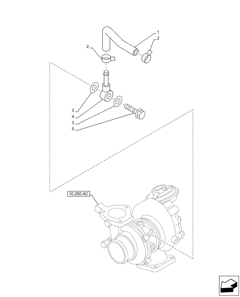 Схема запчастей Case AR-4JJ1XASS01-02 - (10.250.AE[01]) - TURBOCHARGER, SUPPLY, LINE (10) - ENGINE