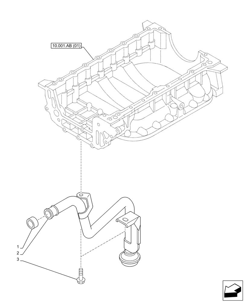 Схема запчастей Case AR-4JJ1XASS01-02 - (10.304.AL[01]) - ENGINE OIL PUMP, SUCTION PIPE (10) - ENGINE
