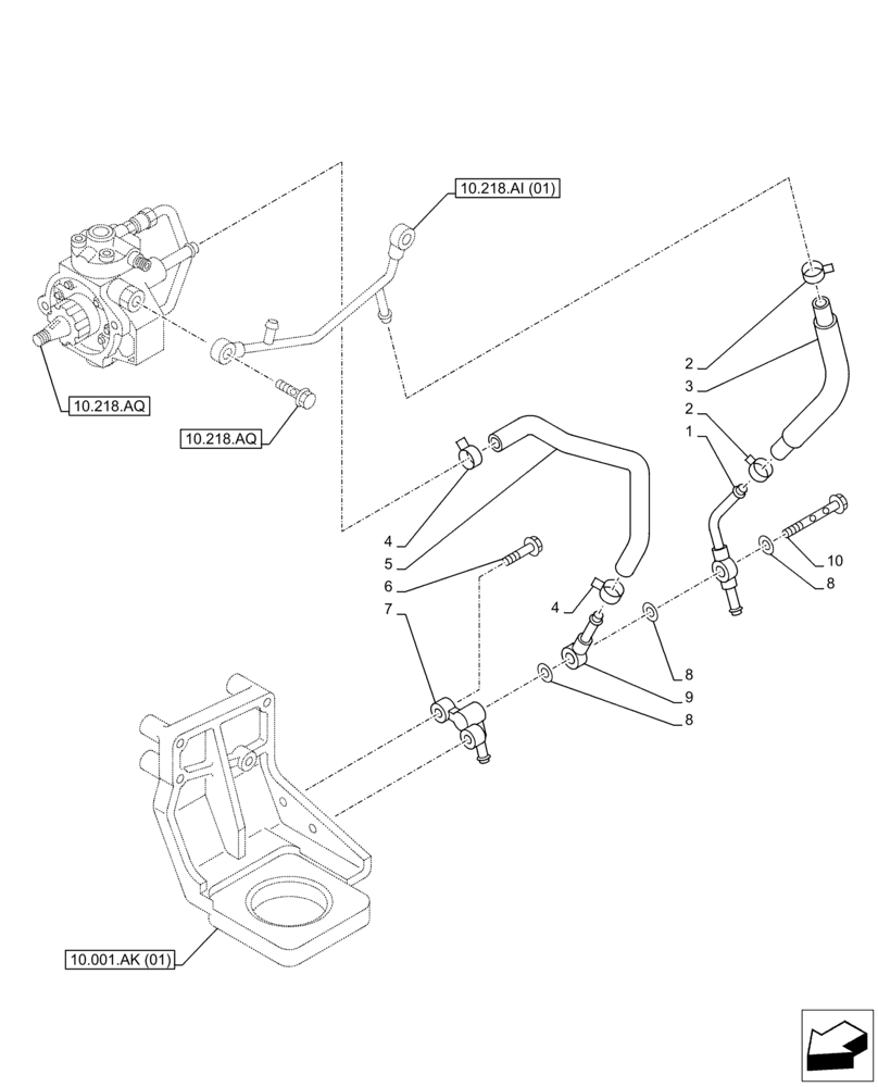 Схема запчастей Case AR-4JJ1XASS01-02 - (10.218.AI[04]) - FUEL INJECTOR, LINE (10) - ENGINE