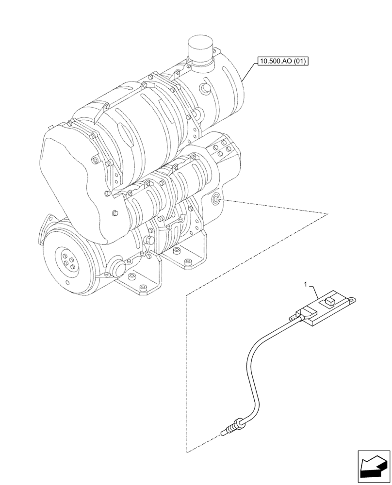 Схема запчастей Case AR-4JJ1XASS01-02 - (55.988.AG) - SELECTIVE CATALYTIC, REDUCTION, NOX SENSOR (55) - ELECTRICAL SYSTEMS