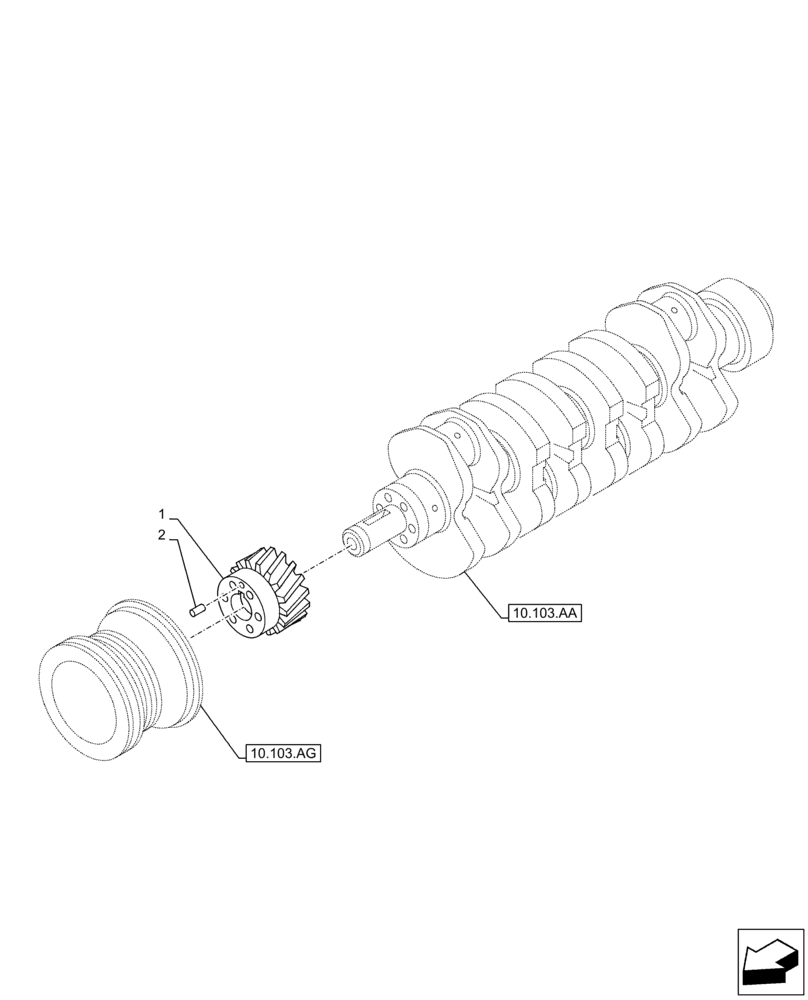 Схема запчастей Case AR-4JJ1XASS01-02 - (10.103.AD) - CRANKSHAFT, IDLER GEAR (10) - ENGINE