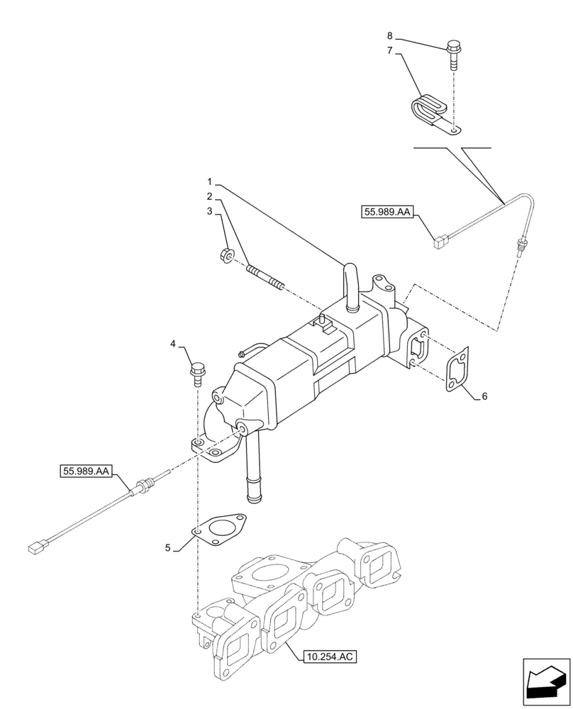 Схема запчастей Case AR-4JJ1XASS01-02 - (10.501.AC) - EXHAUST GAS RECIRCULATION, LINE (10) - ENGINE