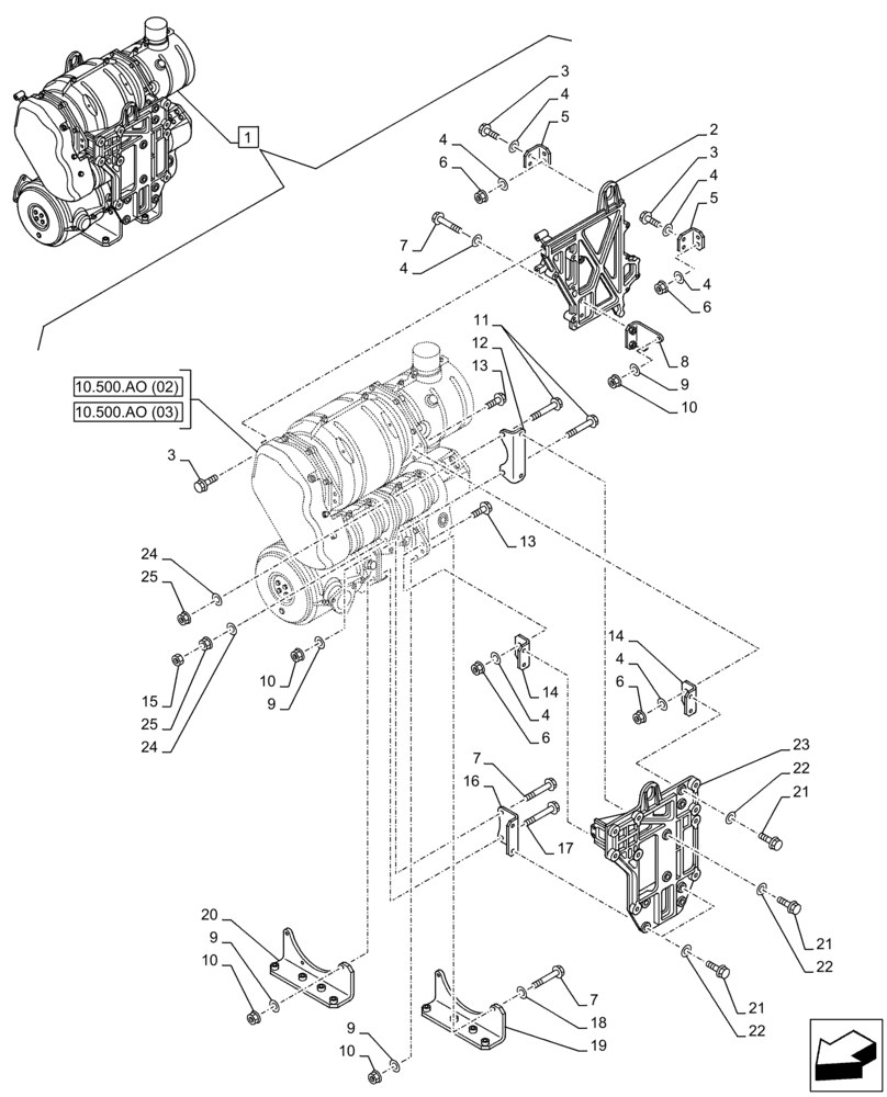 Схема запчастей Case AR-4JJ1XASS01-02 - (10.500.AO[01]) - SELECTIVE CATALYTIC, REDUCTION, MUFFLER (10) - ENGINE