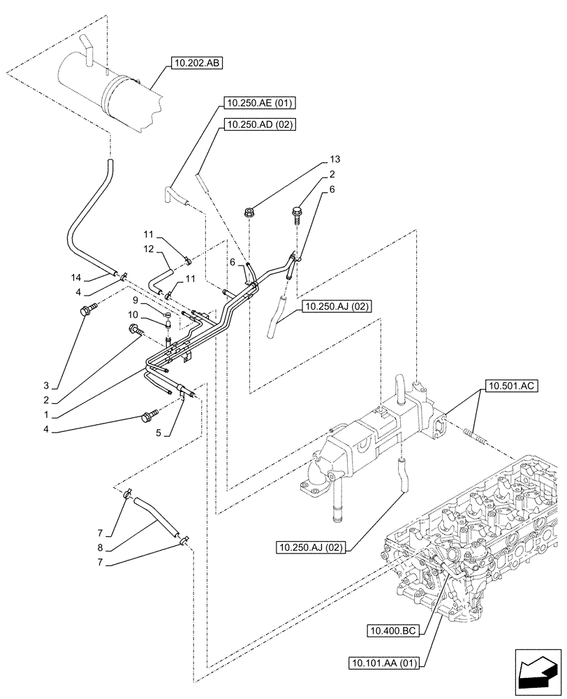 Схема запчастей Case AR-4JJ1XASS01-02 - (10.250.AJ[01]) - HEAT EXCHANGER (10) - ENGINE