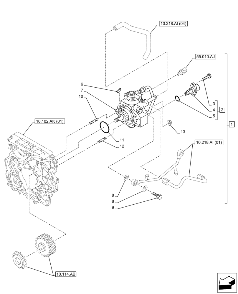 Схема запчастей Case AR-4JJ1XASS01-02 - (10.218.AQ) - FUEL INJECTION PUMP (10) - ENGINE