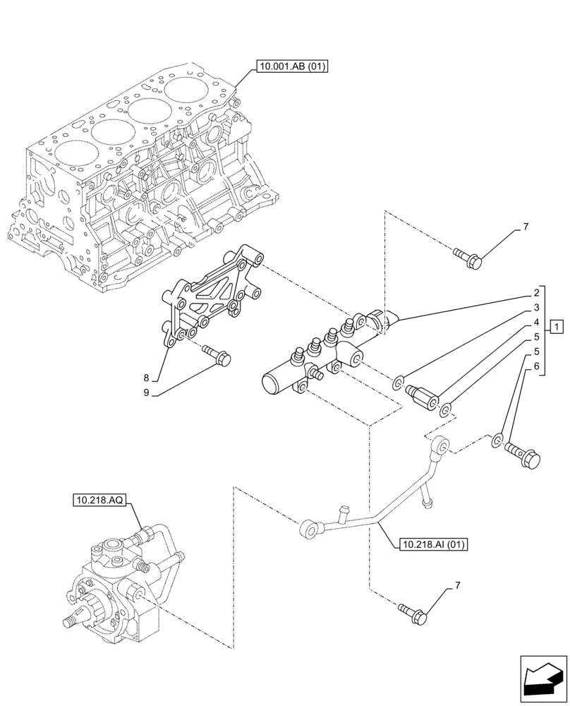 Схема запчастей Case AR-4JJ1XASS01-02 - (10.218.AA) - RAIL ASSY (10) - ENGINE