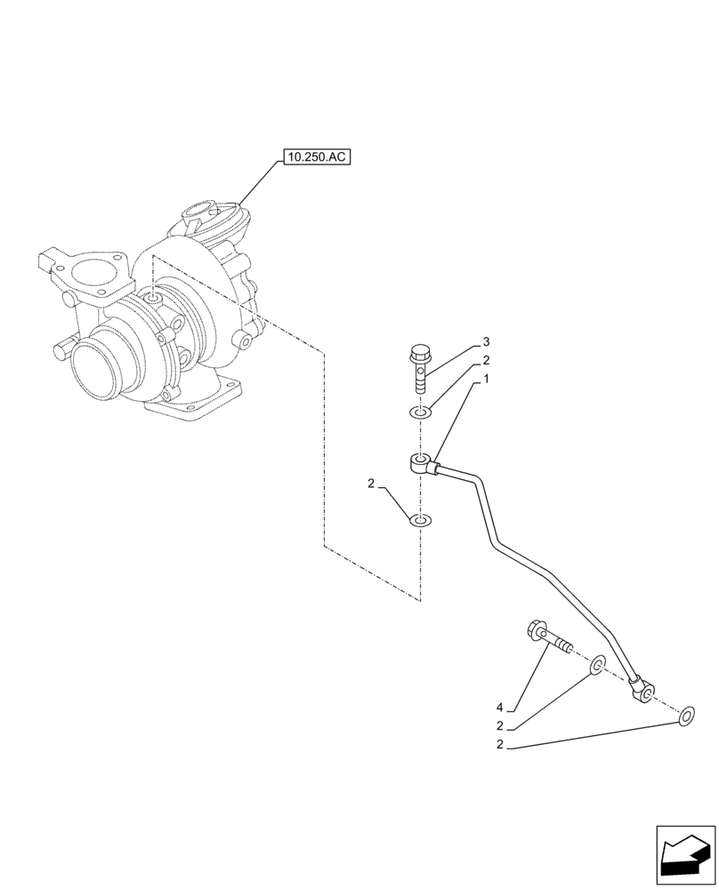 Схема запчастей Case AR-4JJ1XASS01-02 - (10.250.AD[01]) - TURBOCHARGER, SUPPLY, LINE (10) - ENGINE