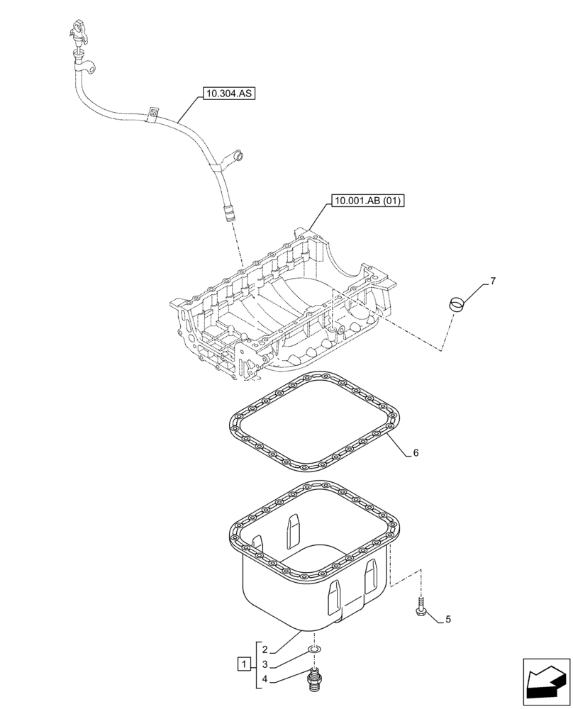 Схема запчастей Case AR-4JJ1XASS01-02 - (10.102.AP) - ENGINE, OIL PAN (10) - ENGINE