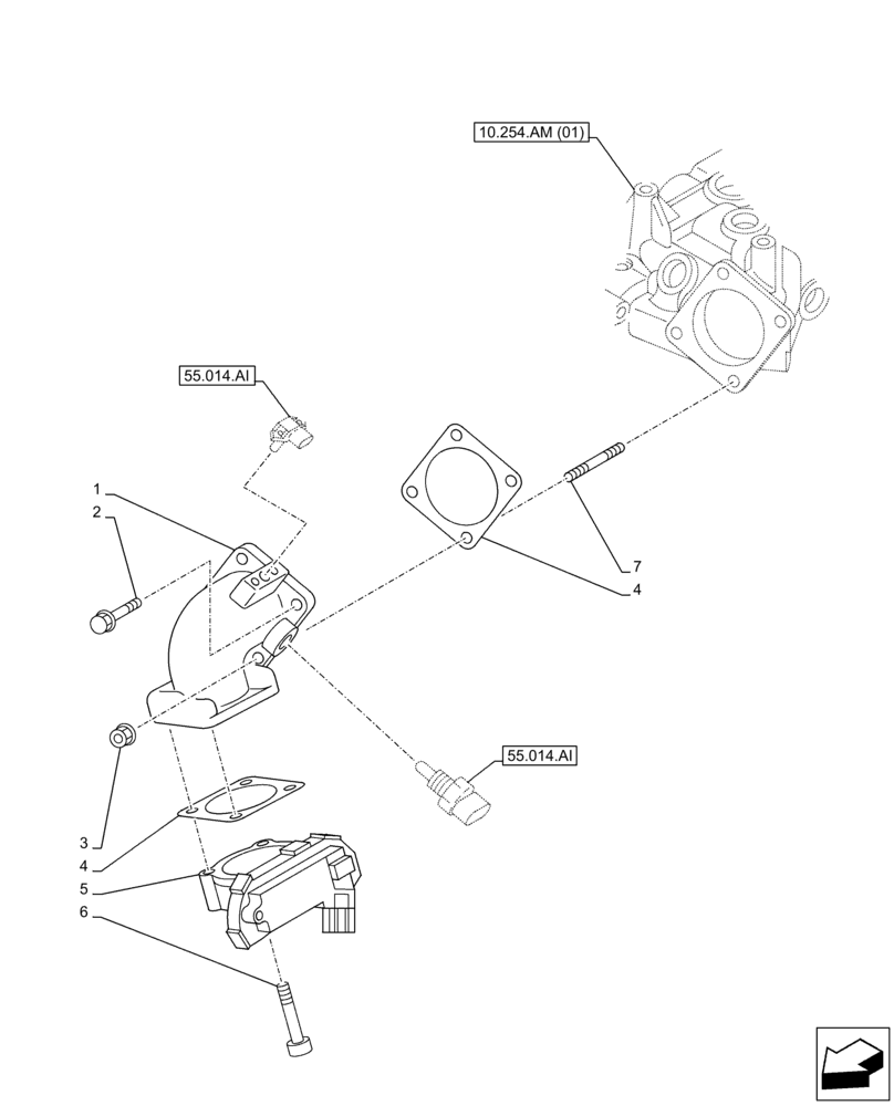 Схема запчастей Case AR-4JJ1XASS01-02 - (10.254.AM[02]) - INLET MANIFOLD (10) - ENGINE