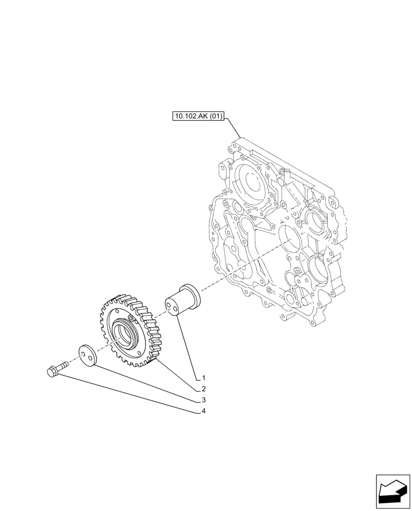 Схема запчастей Case AR-4JJ1XASS01-02 - (10.106.AM) - ENGINE, IDLER GEAR (10) - ENGINE