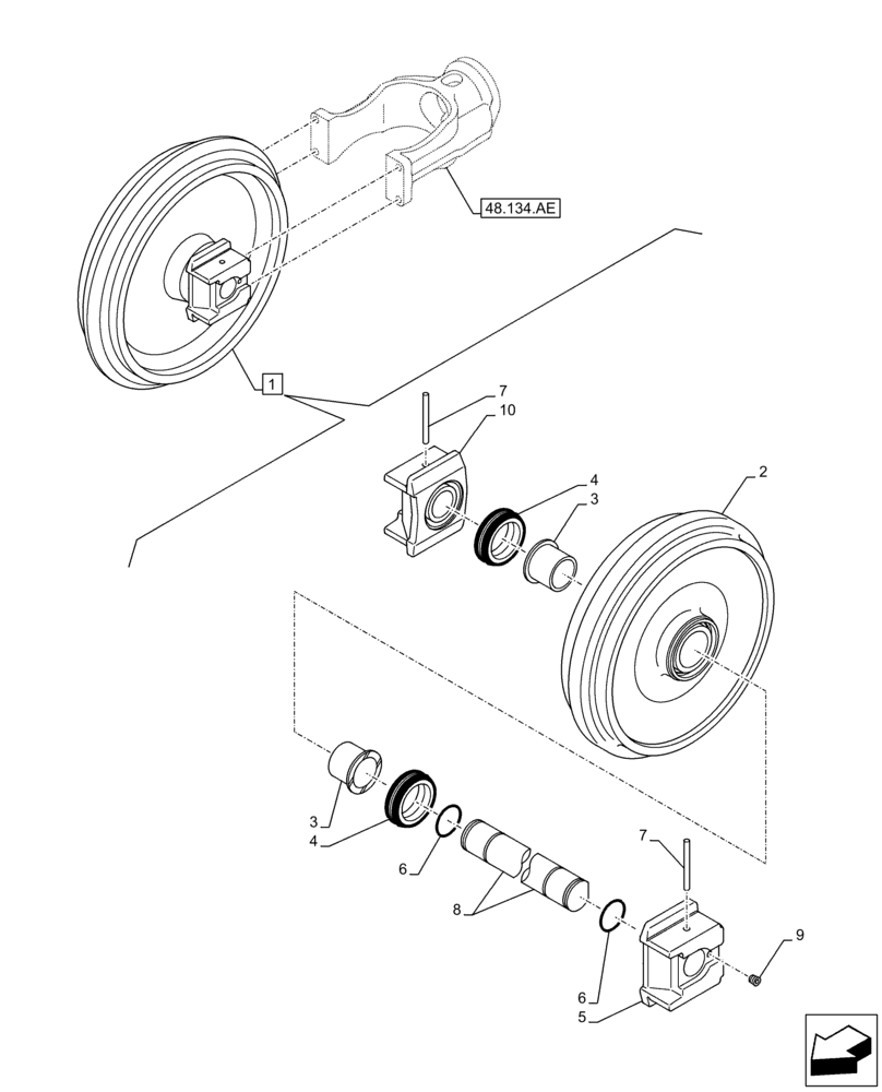 Схема запчастей Case CX130D - (48.134.AA) - IDLER WHEEL (48) - TRACKS & TRACK SUSPENSION