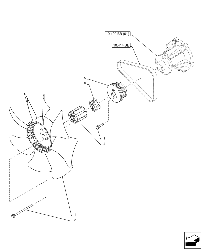 Схема запчастей Case AR-4JJ1XASS01-02 - (10.414.AC[02]) - ENGINE, FAN (10) - ENGINE