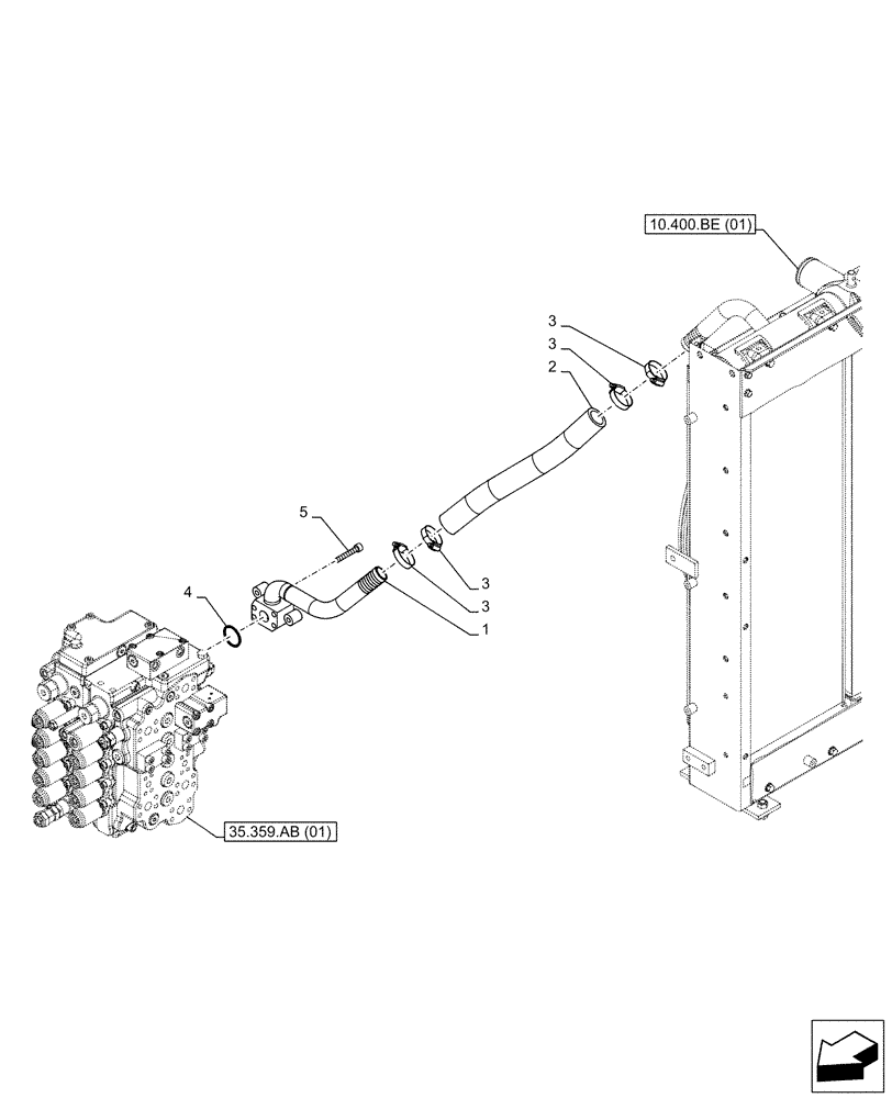 Схема запчастей Case CX130D - (35.300.BC[03]) - OIL COOLER LINE (35) - HYDRAULIC SYSTEMS