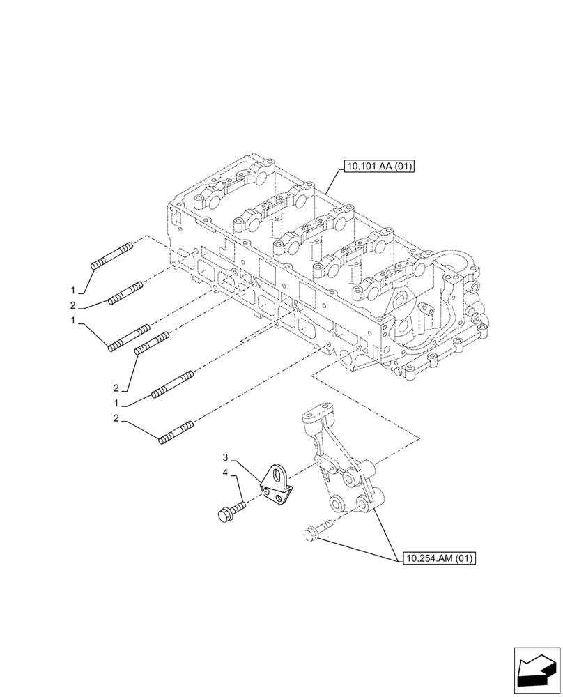 Схема запчастей Case AR-4JJ1XASS01-02 - (10.101.AA[04]) - CYLINDER HEAD (10) - ENGINE