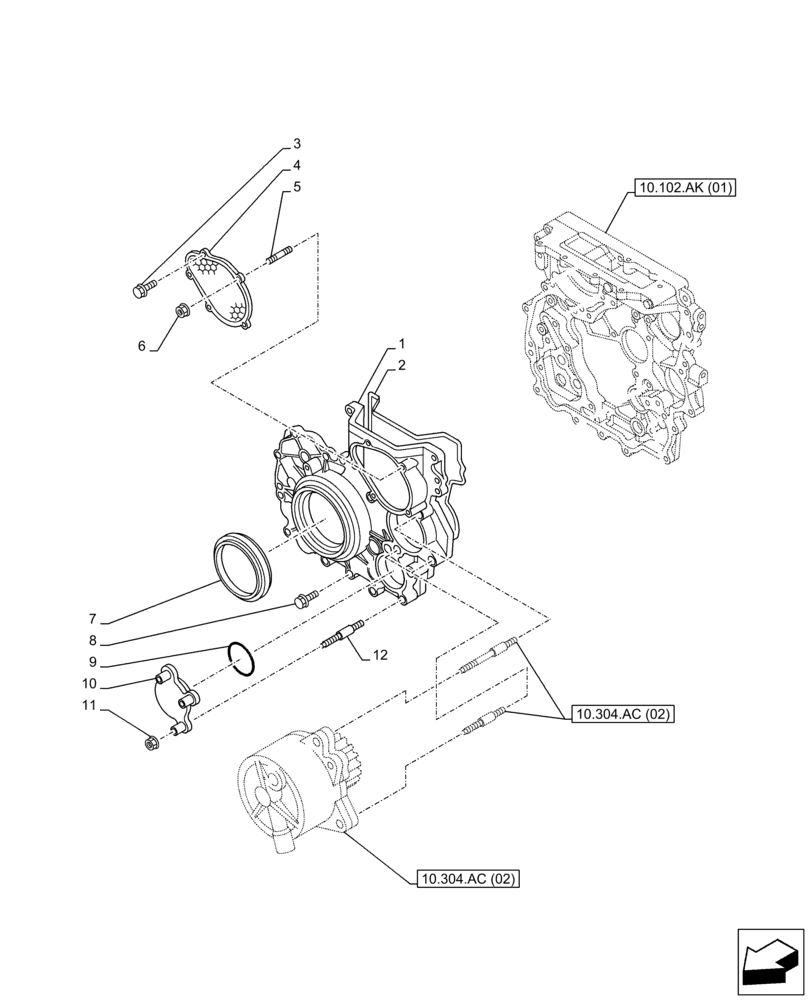 Схема запчастей Case AR-4JJ1XASS01-02 - (10.102.AK[02]) - ENGINE, BLOCK, COVER (10) - ENGINE