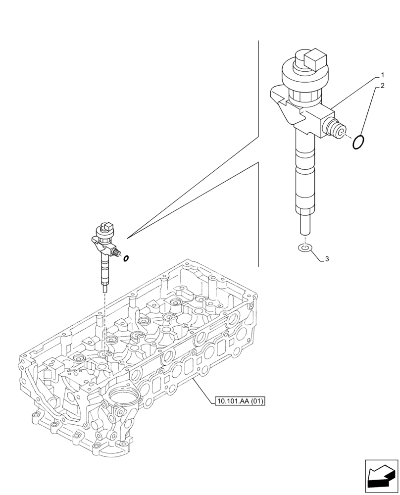 Схема запчастей Case AR-4JJ1XASS01-02 - (10.218.AF) - FUEL INJECTOR (10) - ENGINE