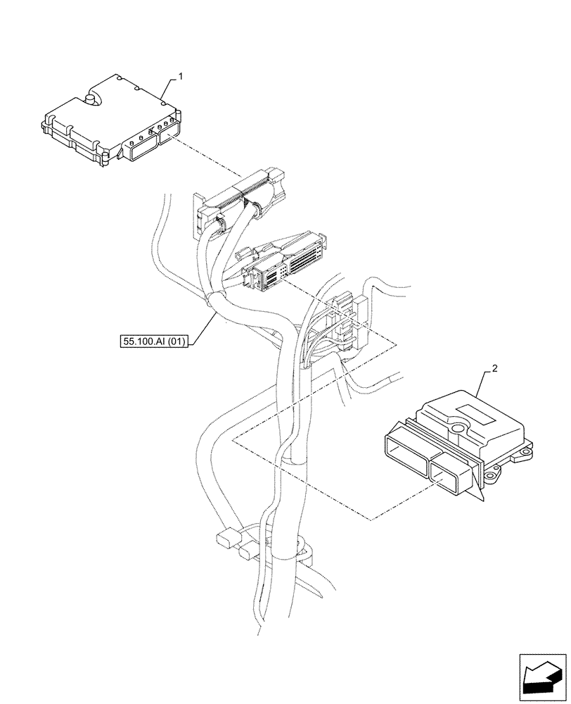 Схема запчастей Case AR-4JJ1XASS01-02 - (55.015.AA) - ENGINE, ELECTRONIC CONTROL UNIT (55) - ELECTRICAL SYSTEMS