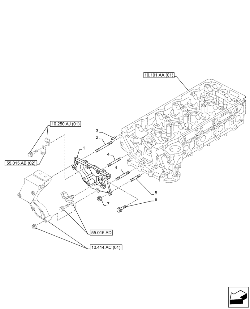 Схема запчастей Case AR-4JJ1XASS01-02 - (10.101.AA[02]) - CYLINDER HEAD (10) - ENGINE