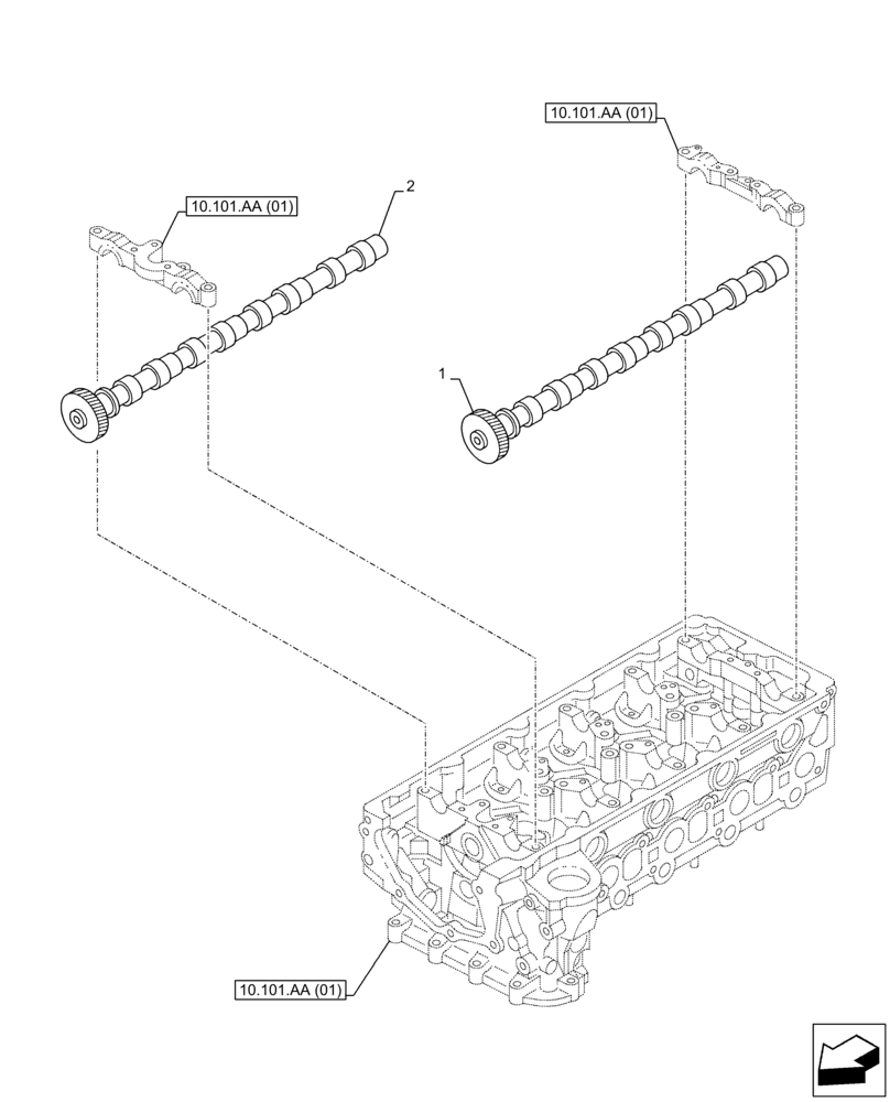 Схема запчастей Case AR-4JJ1XASS01-02 - (10.106.AA) - CAMSHAFT (10) - ENGINE