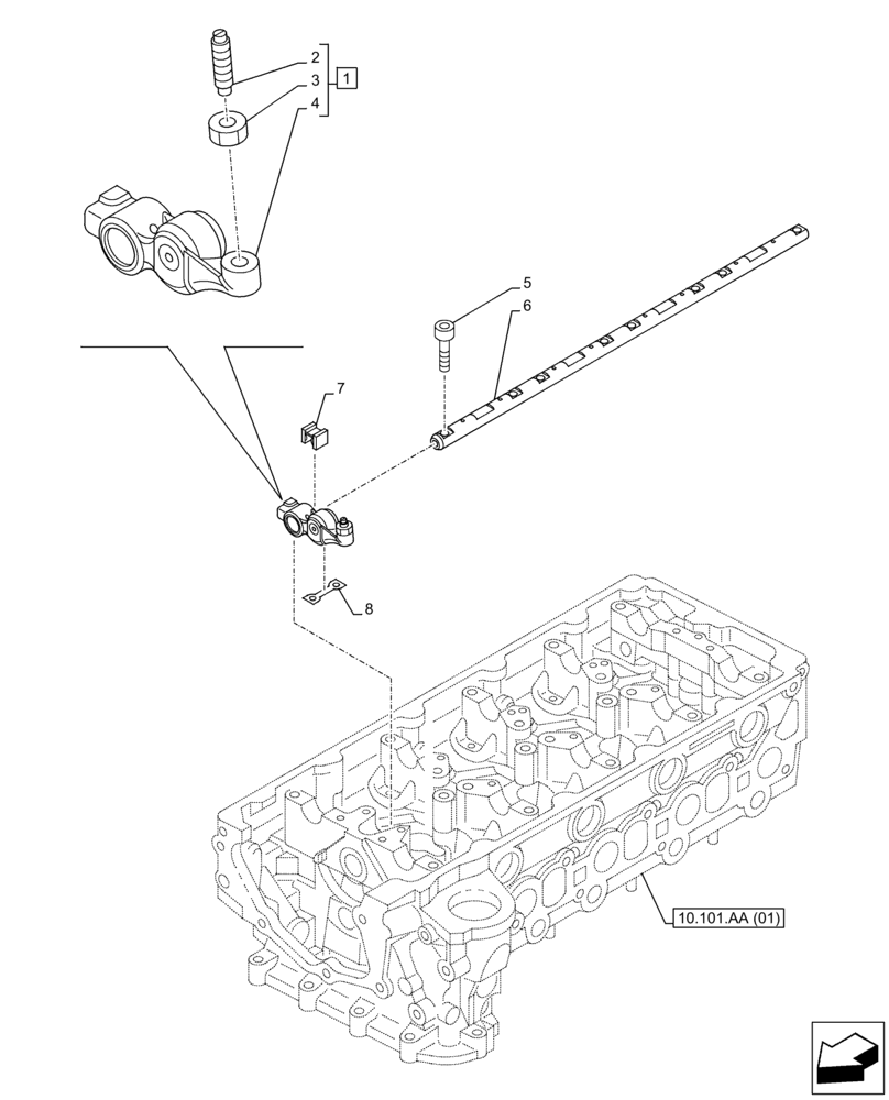 Схема запчастей Case AR-4JJ1XASS01-02 - (10.106.AO) - ROCKER ARM (10) - ENGINE