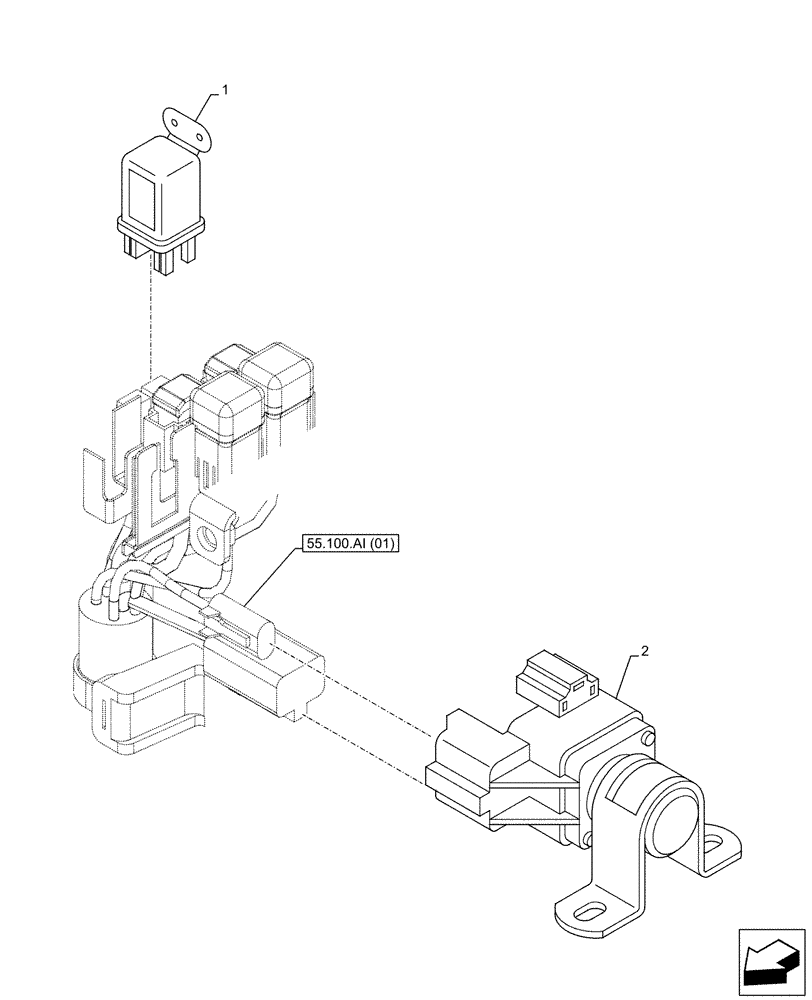 Схема запчастей Case AR-4JJ1XASS01-02 - (55.201.AG) - ENGINE START RELAY (55) - ELECTRICAL SYSTEMS