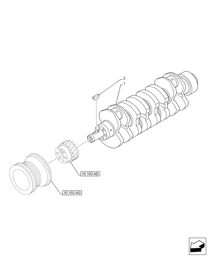 Схема запчастей Case AR-4JJ1XASS01-02 - (10.103.AA) - CRANKSHAFT (10) - ENGINE
