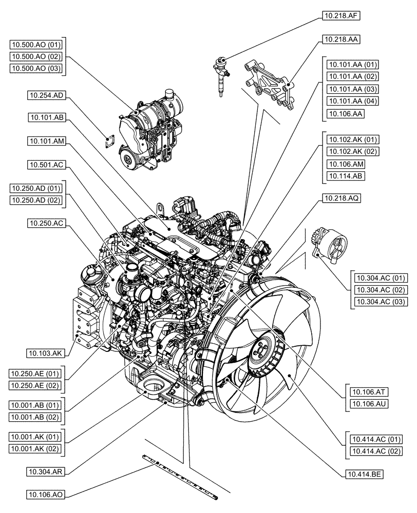 Схема запчастей Case AR-4JJ1XASS01-02 - (00.000.10[01]) - PICTORIAL INDEX - ENGINE (00) - GENERAL & PICTORIAL INDEX