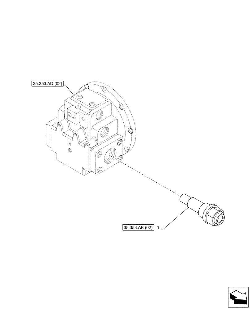 Схема запчастей Case CX160D LC - (35.353.AB[01]) - TRAVEL MOTOR & REDUCTION GEAR, RELIEF VALVE (35) - HYDRAULIC SYSTEMS