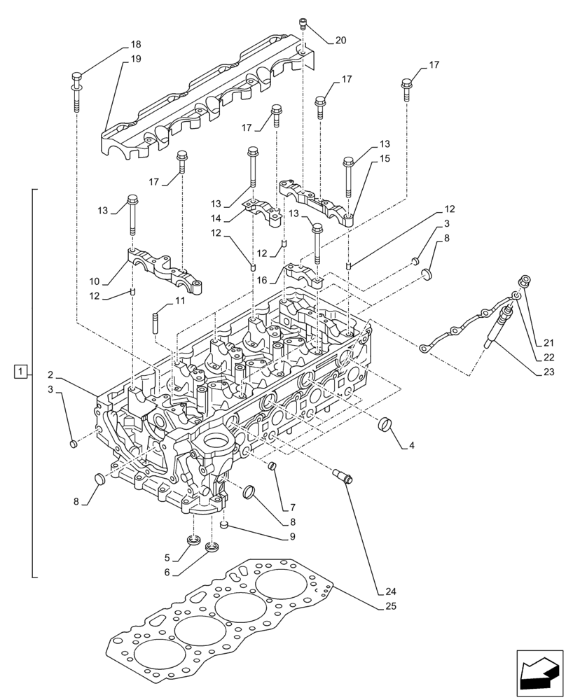 Схема запчастей Case AR-4JJ1XASS01-02 - (10.101.AA[01]) - CYLINDER HEAD (10) - ENGINE