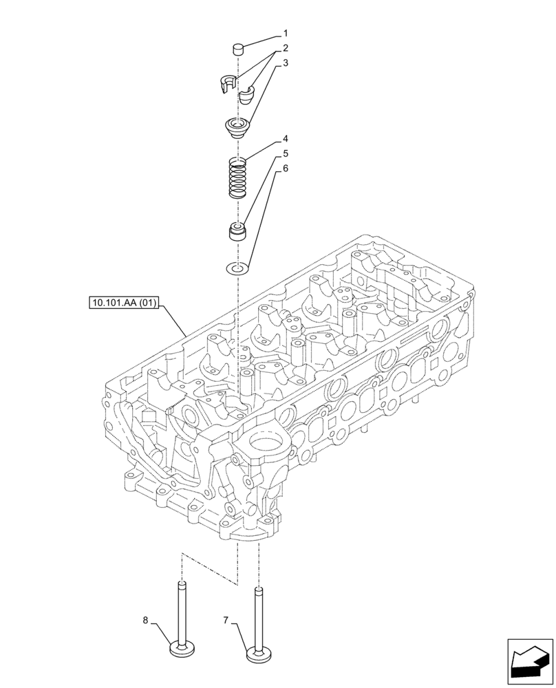 Схема запчастей Case AR-4JJ1XASS01-02 - (10.101.AM) - ENGINE, VALVE (10) - ENGINE