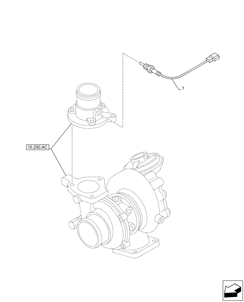 Схема запчастей Case AR-4JJ1XASS01-02 - (55.014.AH) - TURBOCHARGER, SENSOR (55) - ELECTRICAL SYSTEMS