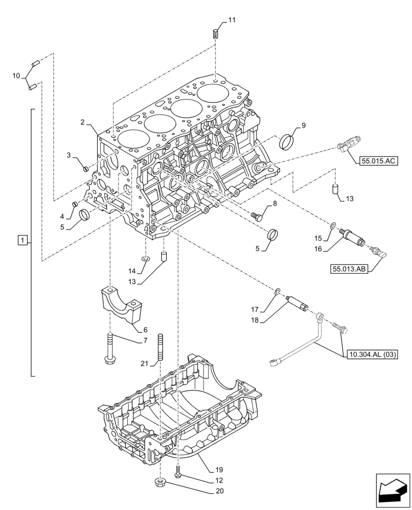 Схема запчастей Case AR-4JJ1XASS01-02 - (10.001.AB[01]) - CRANKCASE (10) - ENGINE